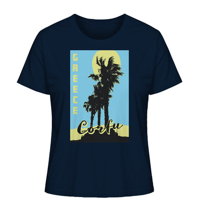Black palm trees & Yellow sun Corfu Greece - Ladies Organic Shirt