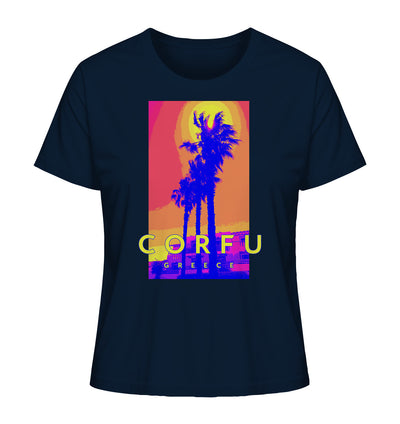 Blue palm trees Corfu Greece - Ladies Organic Shirt