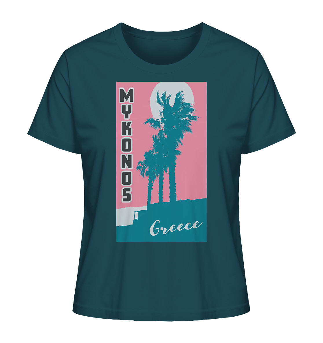 Palm trees & Pink Sky Mykonos Greece - Ladies Organic Shirt
