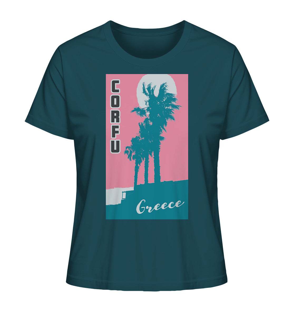 Palm trees & Pink Sky Corfu Greece - Ladies Organic Shirt