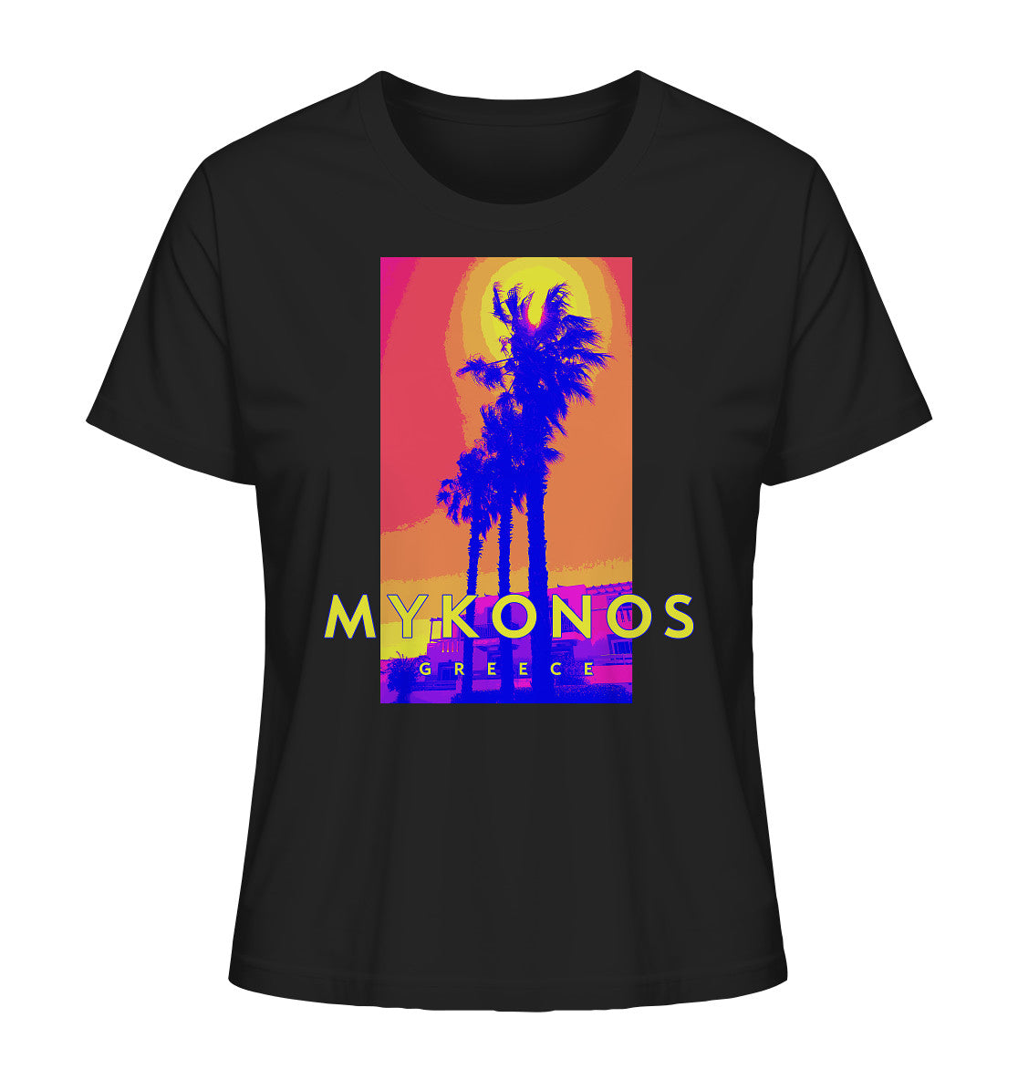 Blue palm trees Mykonos Greece - Ladies Organic Shirt