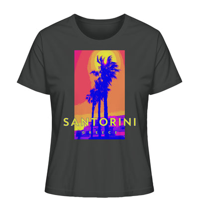 Blue palm trees Santorini Greece - Ladies Organic Shirt