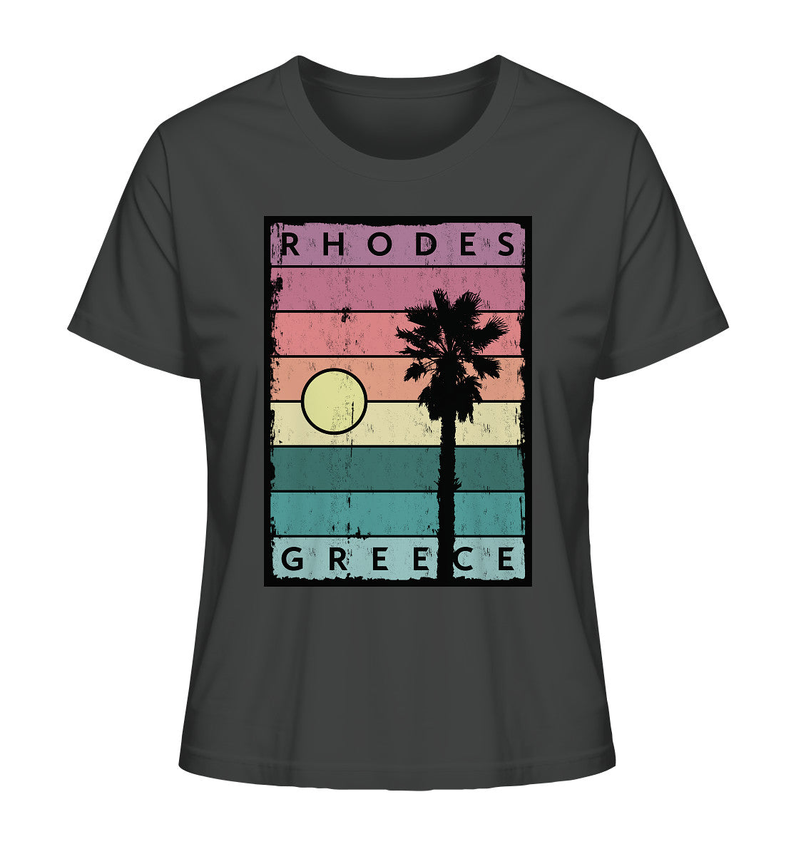 Sunset strips & Palm tree Rhodes Greece - Ladies Organic Shirt