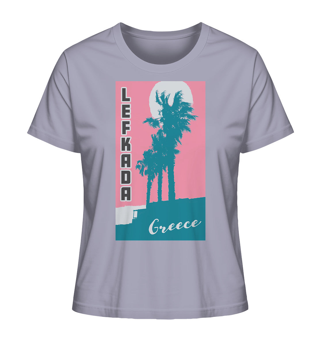 Palm trees & Pink Sky Lefkada Greece - Ladies Organic Shirt