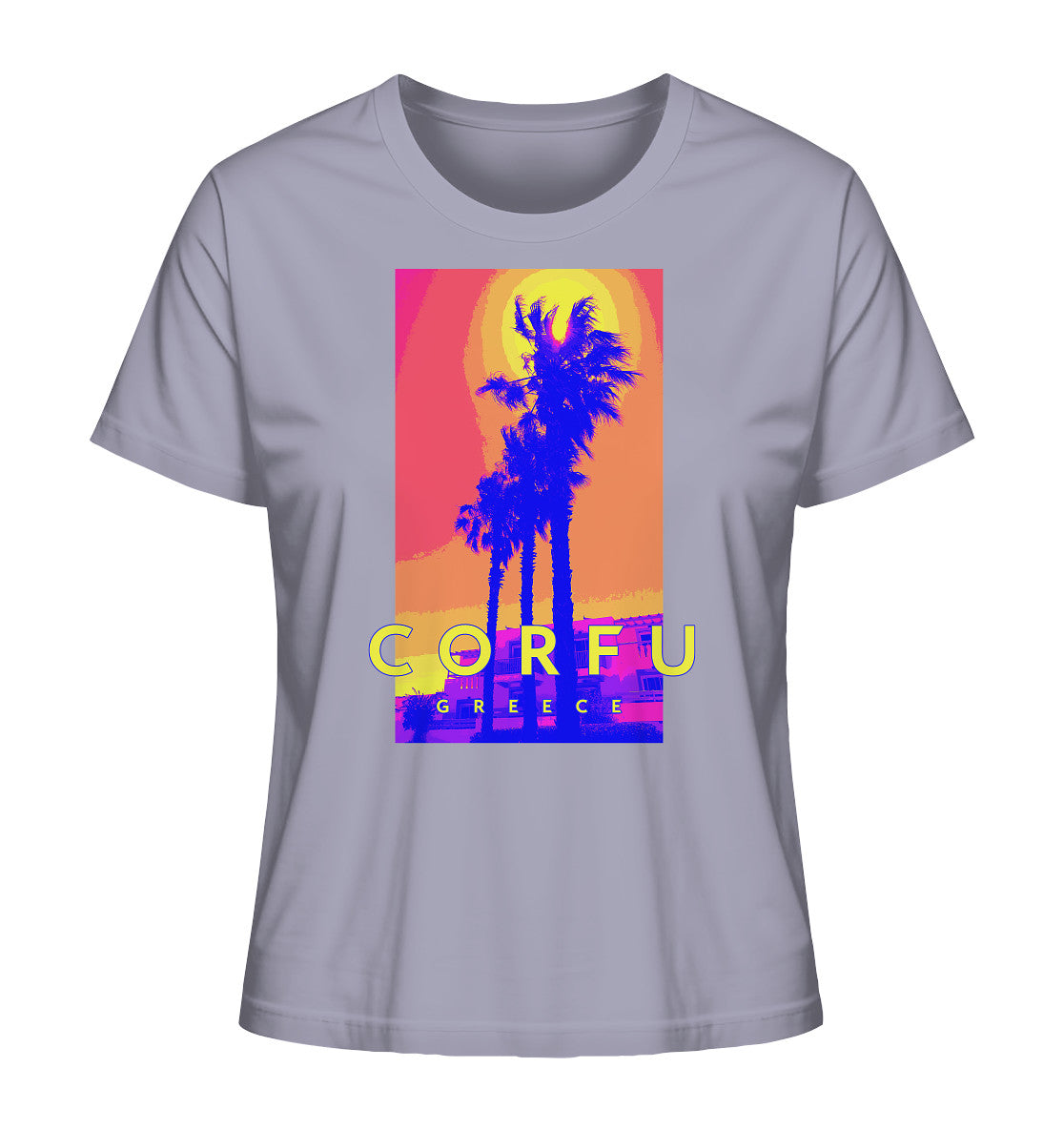 Blue palm trees Corfu Greece - Ladies Organic Shirt