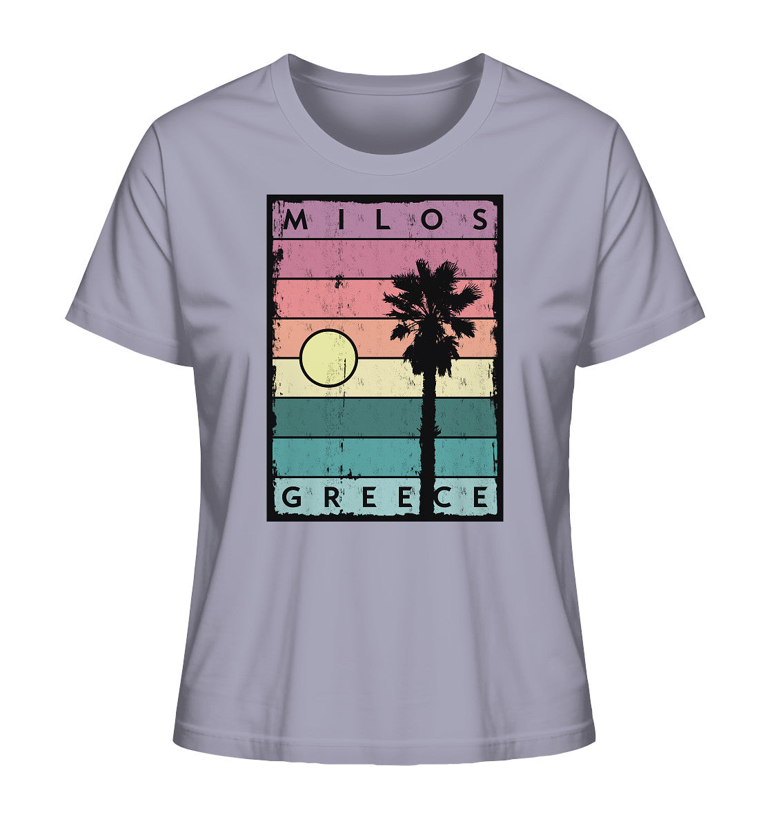 Sunset strips & Palm tree Milos Greece - Ladies Organic Shirt