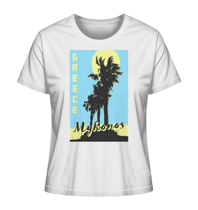 Black palm trees & Yellow sun Mykonos Greece - Ladies Organic Shirt