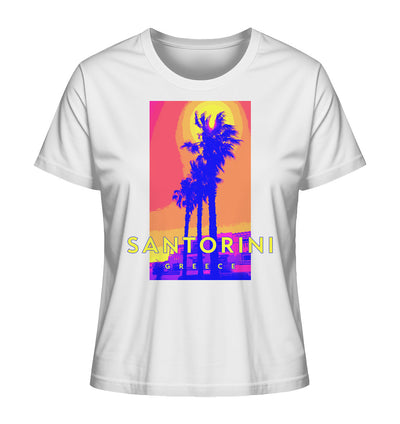 Blue palm trees Santorini Greece - Ladies Organic Shirt