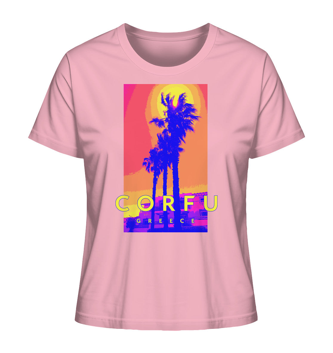 Blue palm trees Corfu Greece - Ladies Organic Shirt