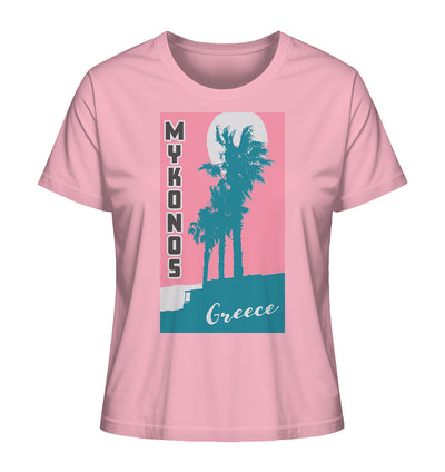 Palm trees & Pink Sky Mykonos Greece - Ladies Organic Shirt