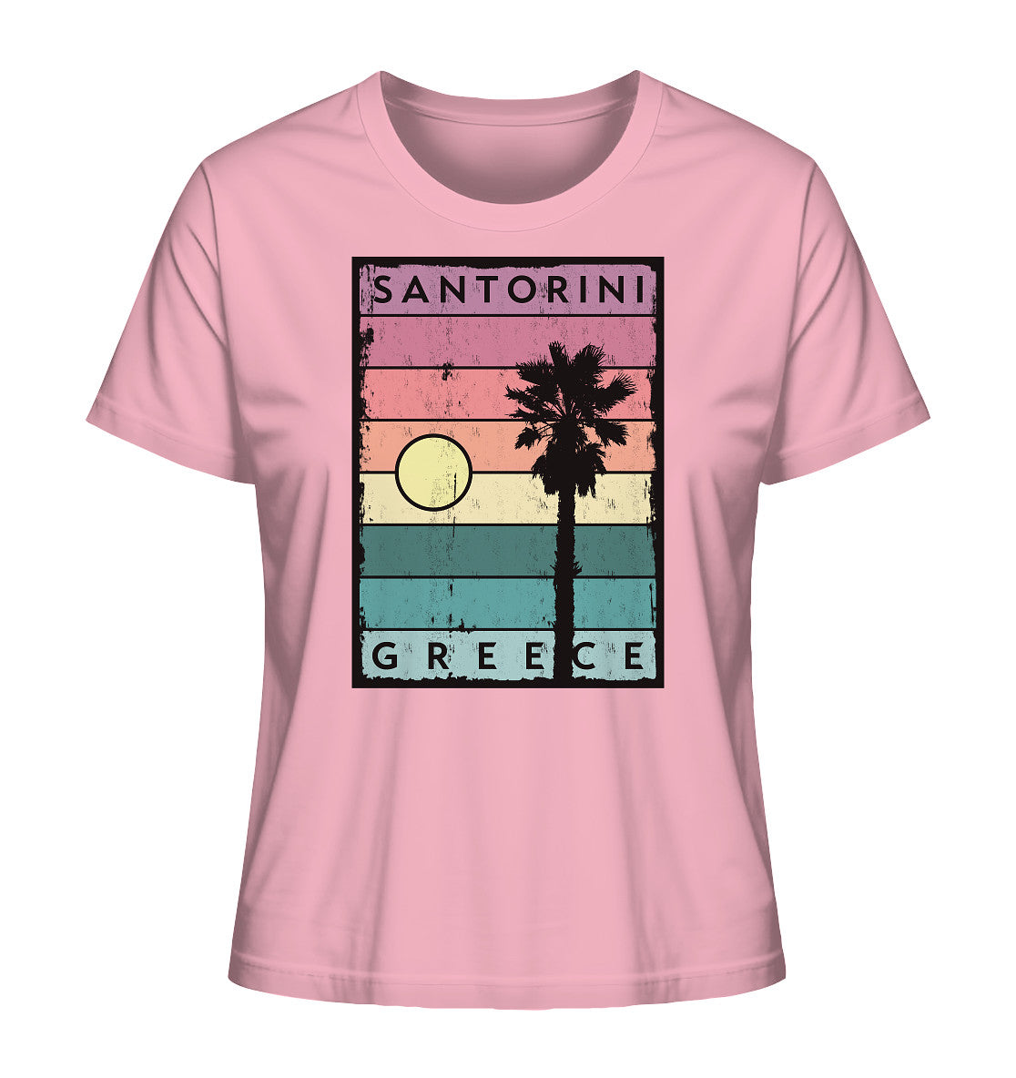 Sunset strips & Palm tree Santorini Greece - Ladies Organic Shirt