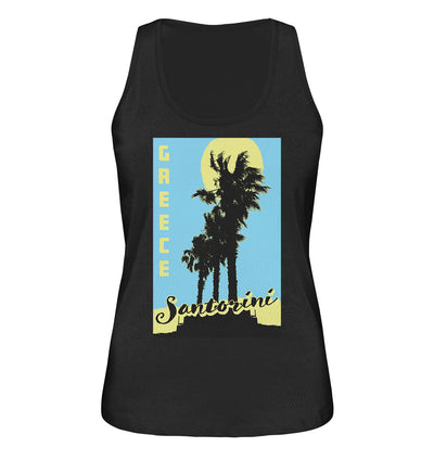 Black palm trees &amp; Yellow sun Santorini Greece - Ladies Organic Tank Top