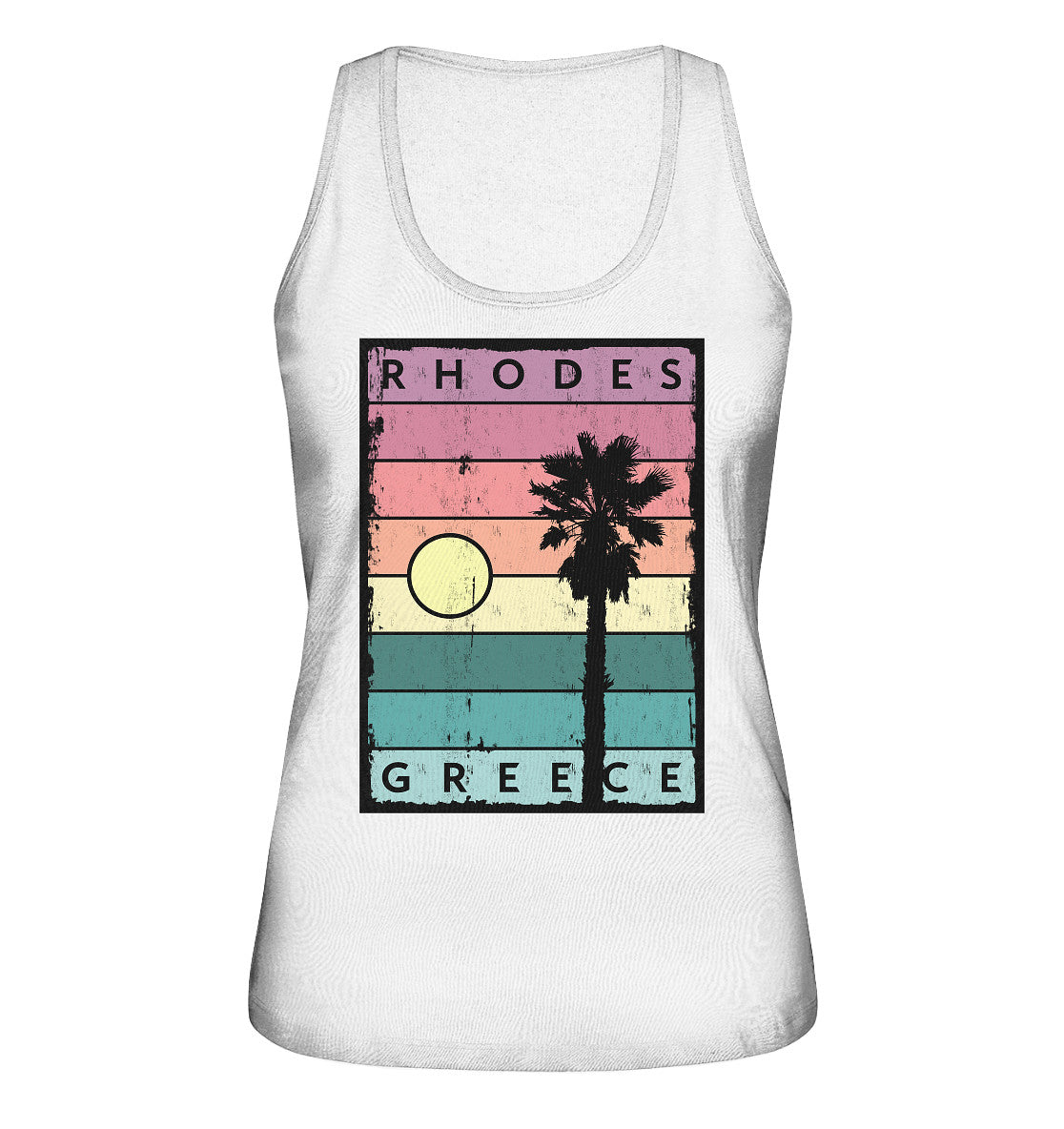 Sunset stripes &amp; Palm tree Rhodes Greece - Ladies Organic Tank Top