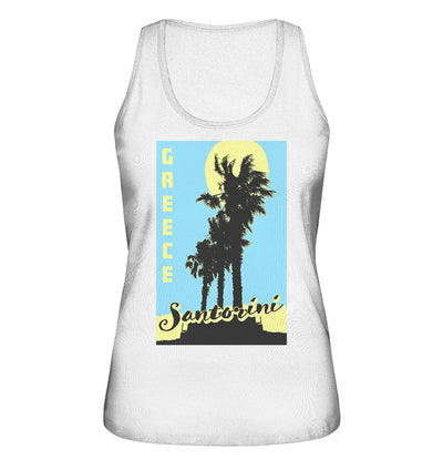 Black palm trees &amp; Yellow sun Santorini Greece - Ladies Organic Tank Top