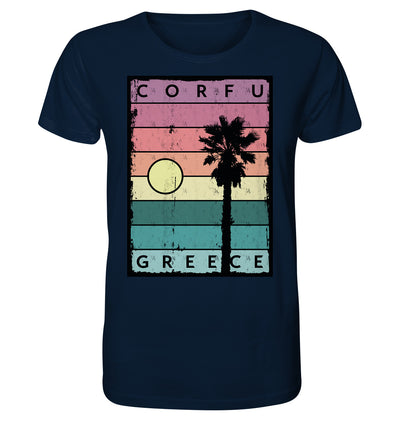 Sunset strips & Palm tree Corfu Greece - Organic Shirt