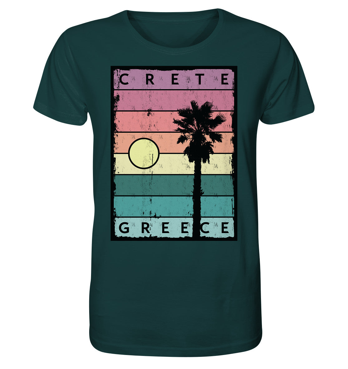 Sunset strips & Palm tree Crete Greece - Organic Shirt