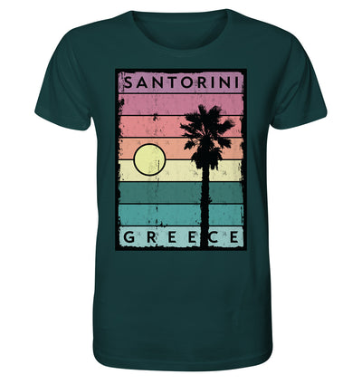 Rayures coucher de soleil et palmier Santorin Grèce - Chemise biologique