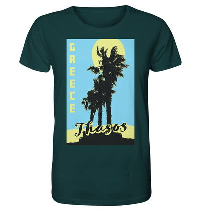 Black palm trees & Yellow sun Thasos Greece - Organic Shirt