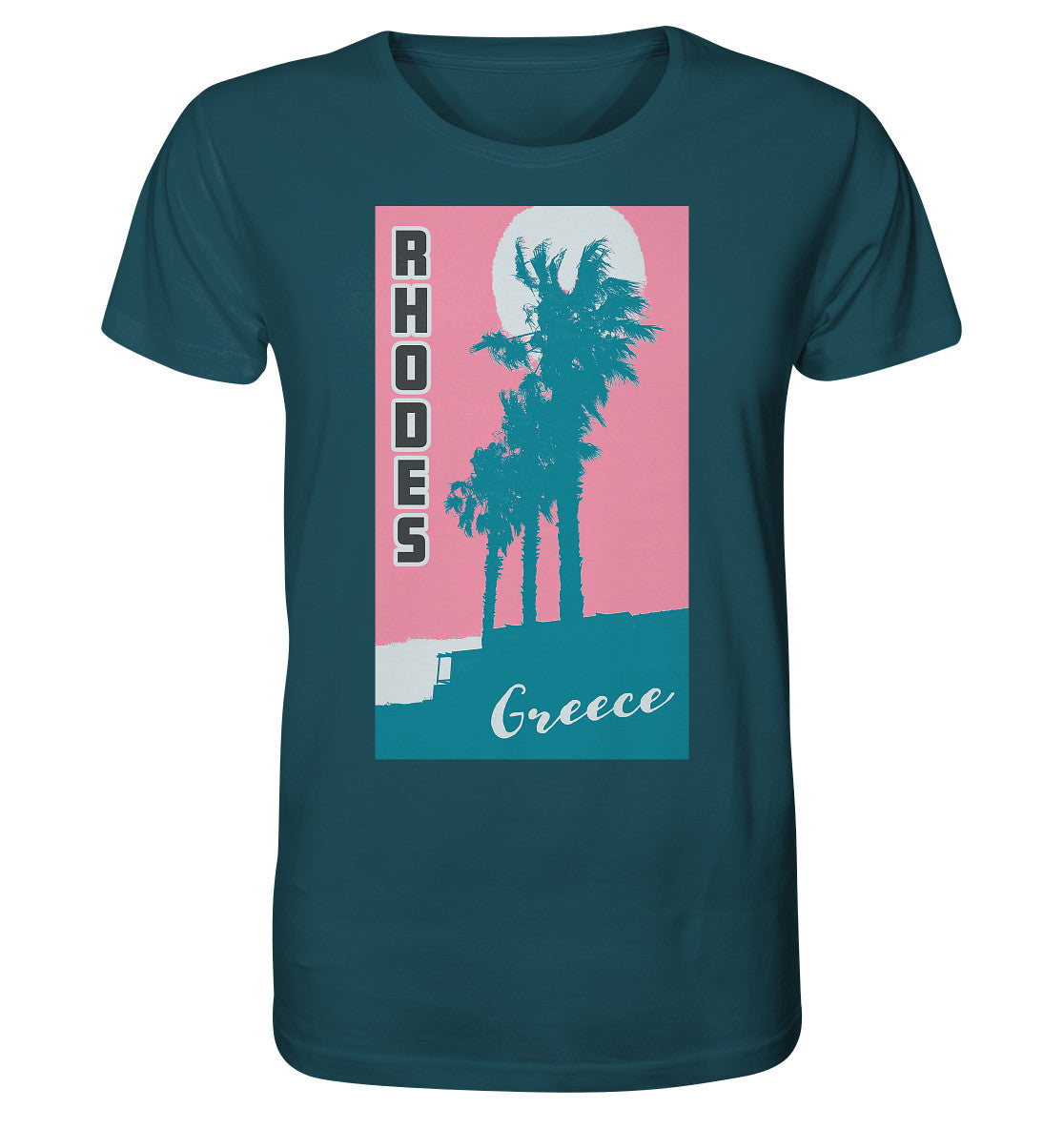 Palmiers et ciel rose Rhodes Grèce - Chemise bio
