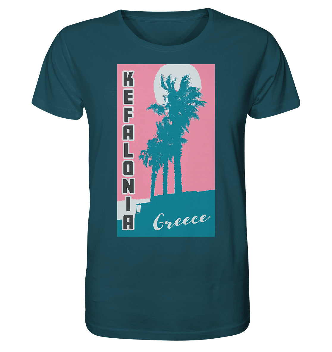 Palm trees & Pink Sky Kefalonia Greece - Organic Shirt