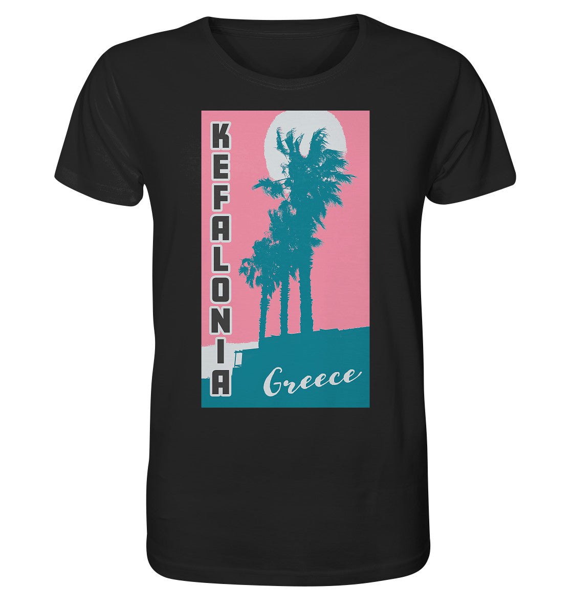 Palm trees &amp; Pink Sky Kefalonia Greece - Organic Shirt