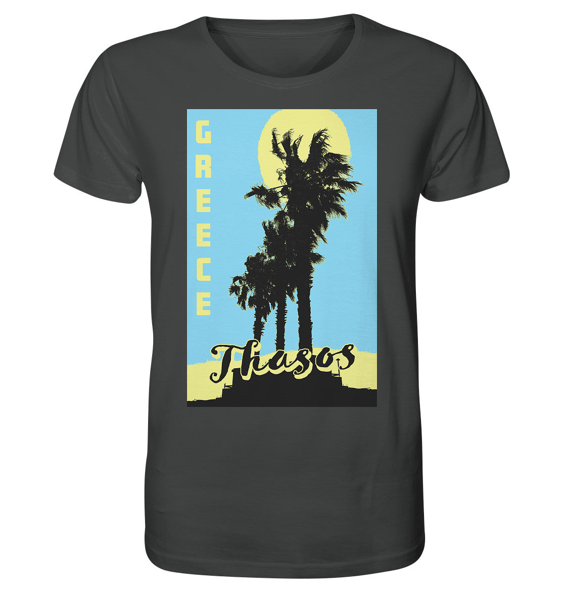 Black palm trees &amp; Yellow sun Thasos Greece - Organic Shirt