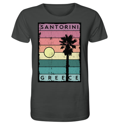 Rayures coucher de soleil et palmier Santorin Grèce - Chemise biologique