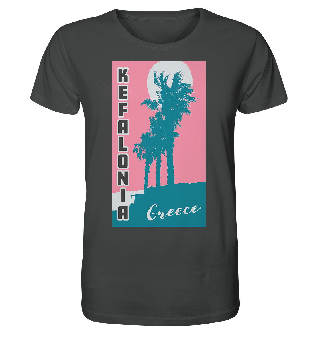 Palm trees &amp; Pink Sky Kefalonia Greece - Organic Shirt