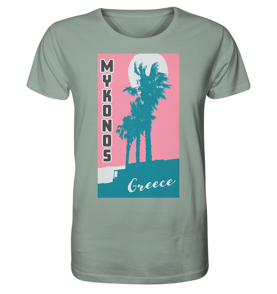 Palm trees &amp; Pink Sky Mykonos Greece - Organic Shirt