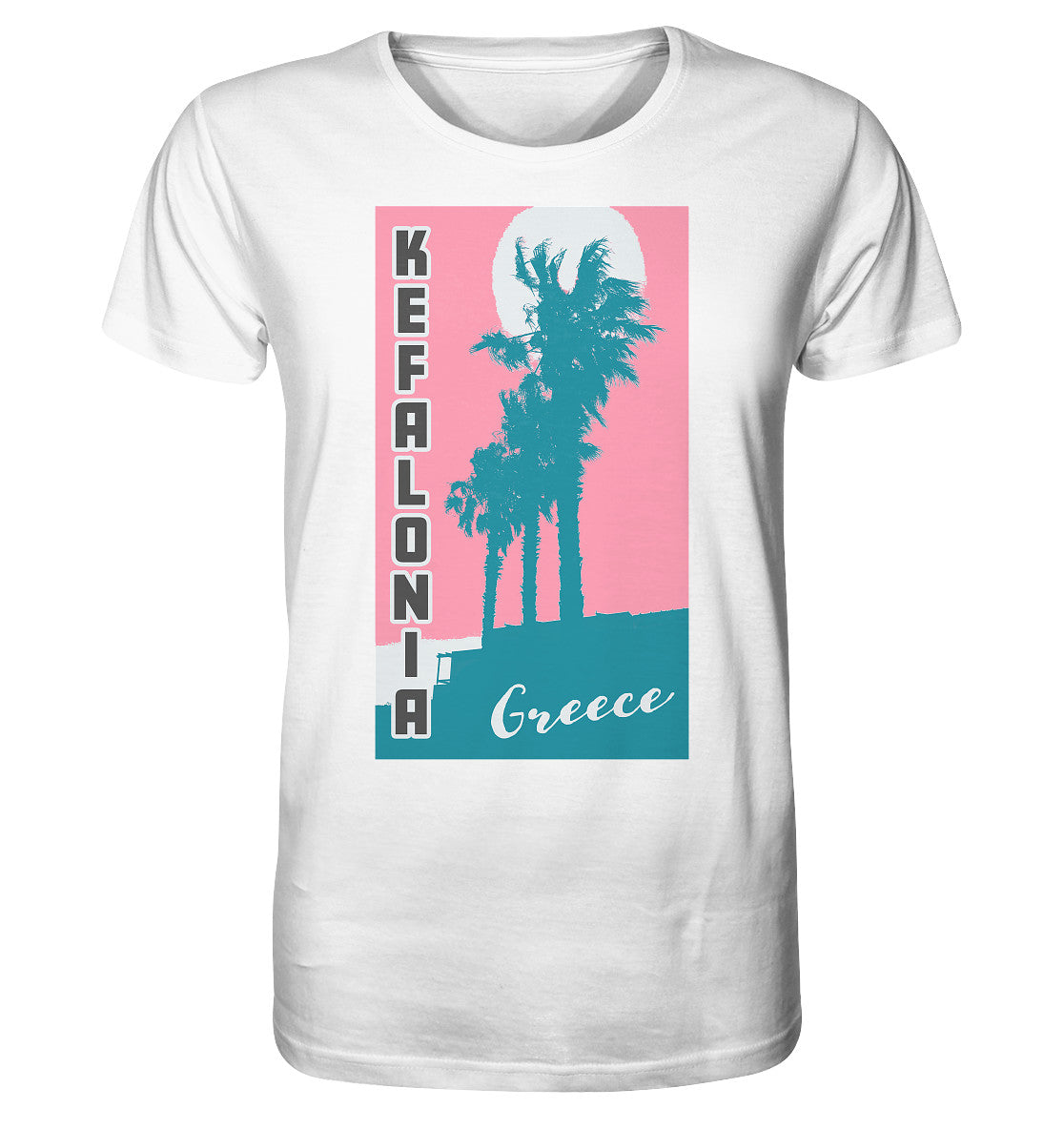 Palm trees &amp; Pink Sky Kefalonia Greece - Organic Shirt